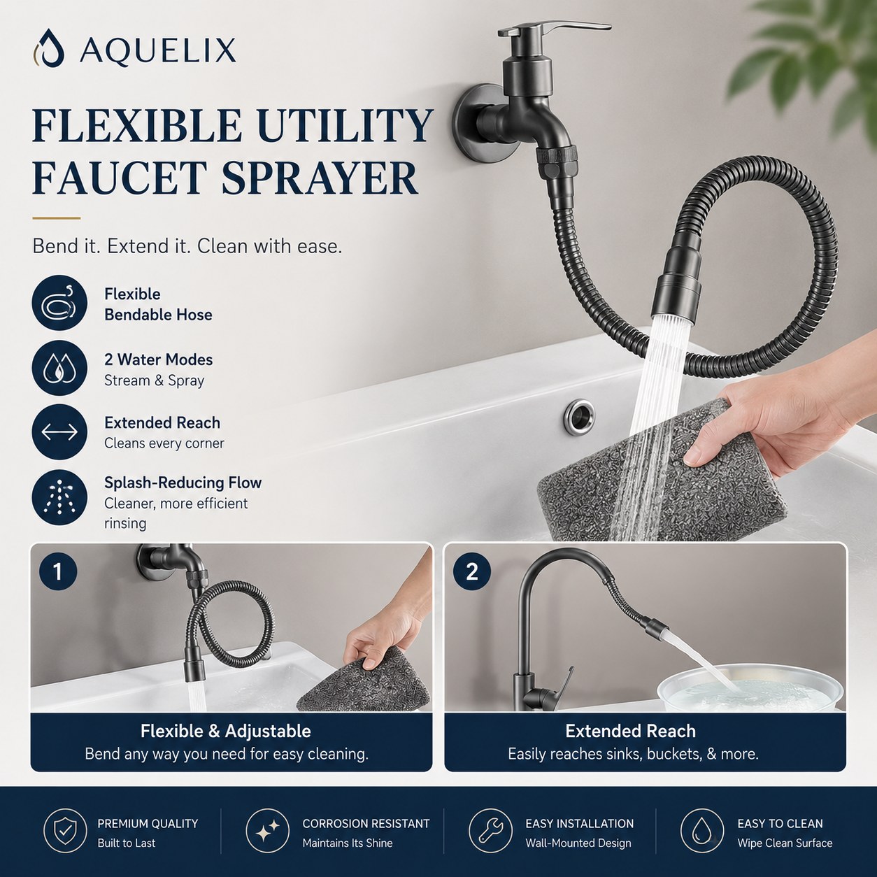 flexible faucet sprayer supplier - AQ-D150 Flexible Utility Faucet Sprayer