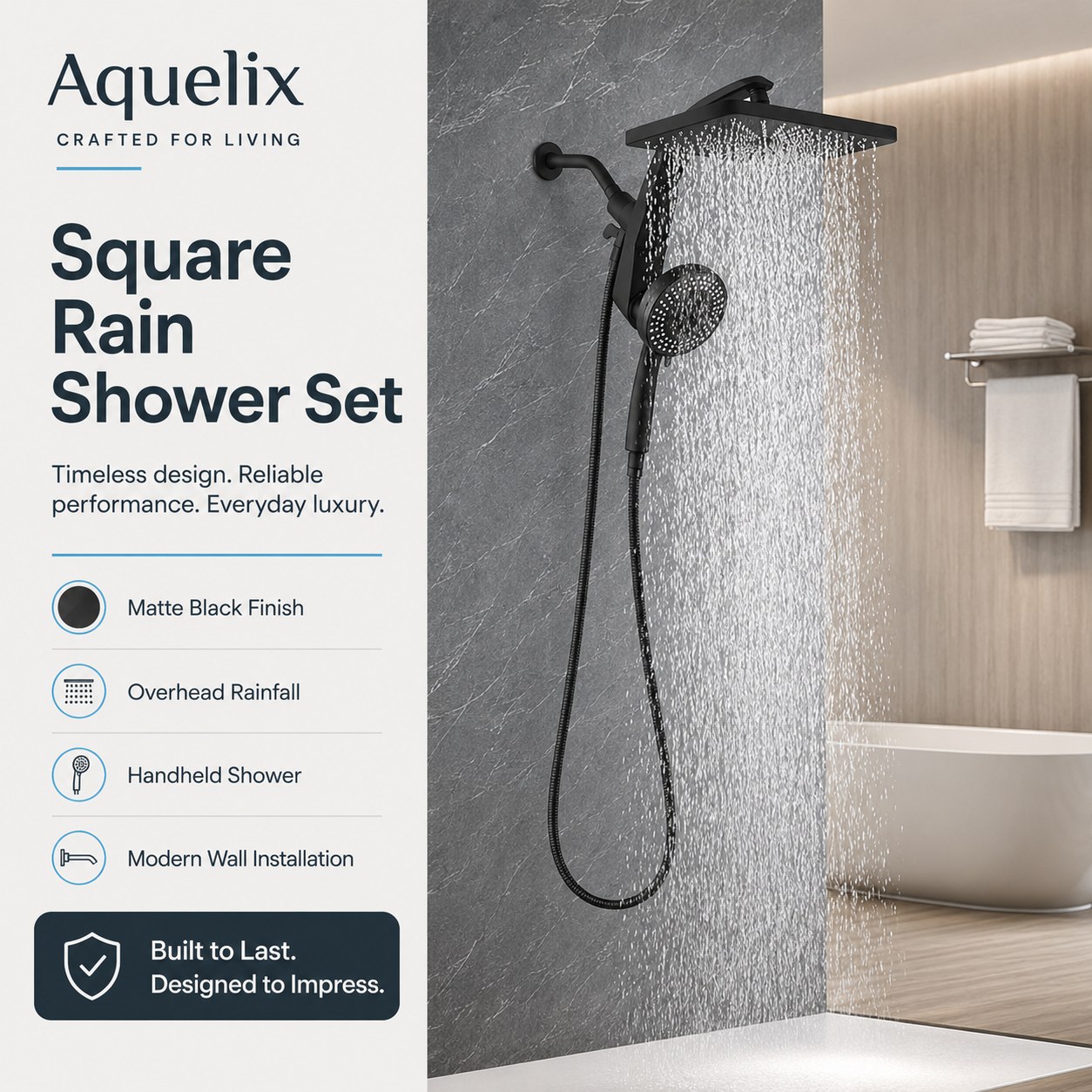 square rain shower set supplier - AQ-R240 Square Rain Shower Set