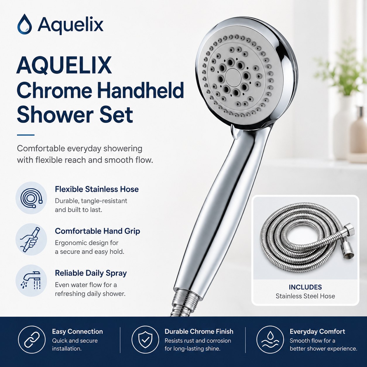 chrome handheld shower set OEM - AQ-S260 Chrome Handheld Shower Set