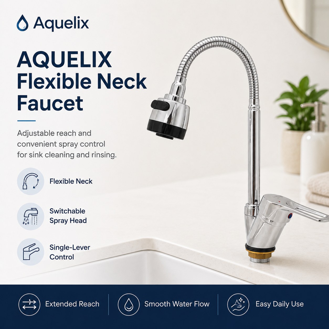 flexible neck faucet for kitchen sink - AQ-K340 Flexible Neck Faucet