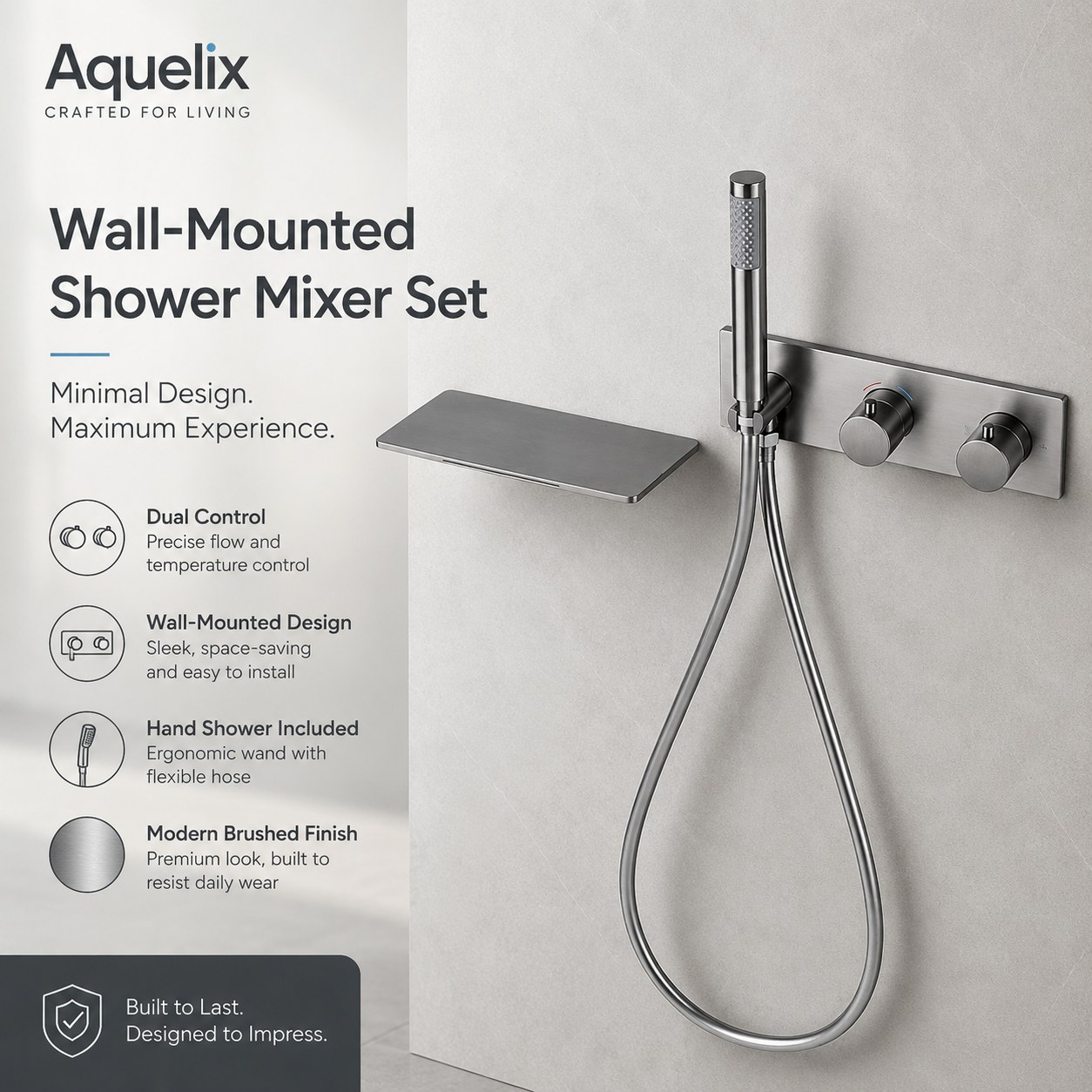 wall mounted shower mixer set manufacturer - AQ-W360 Wall-Mounted Shower Mixer Set