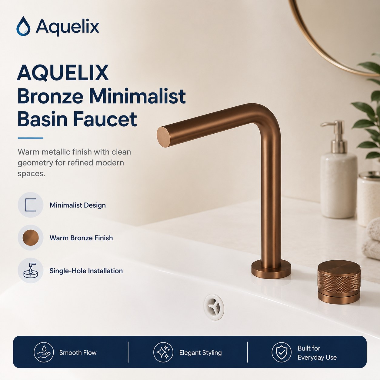 bronze minimalist basin faucet supplier - AQ-B450 Bronze Minimalist Basin Faucet