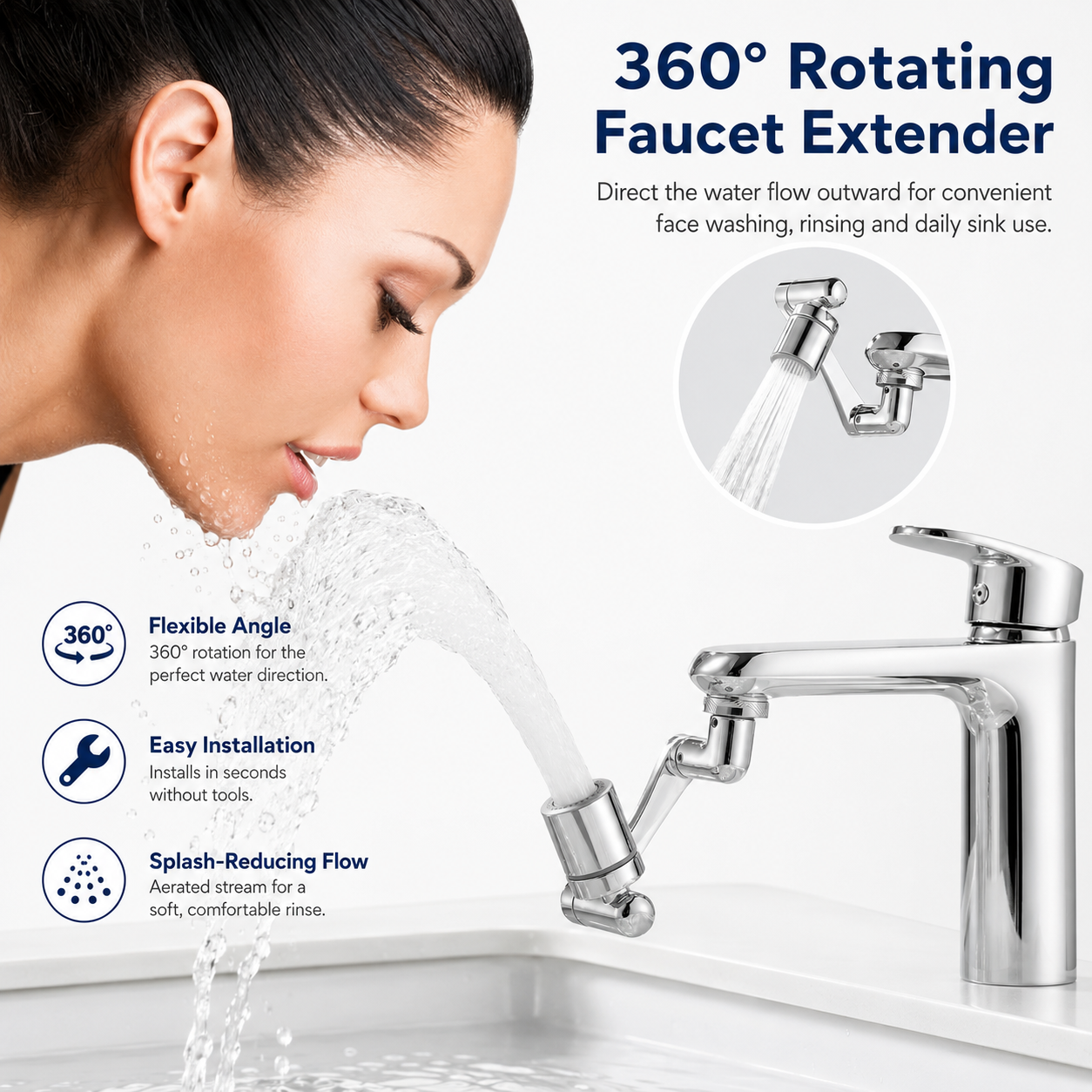 360 Degree Rotating Faucet Extender - 360 rotating faucet extender