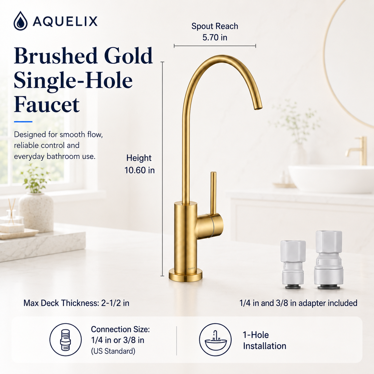 Brushed Gold Single-Hole Faucet - brushed gold single hole faucet