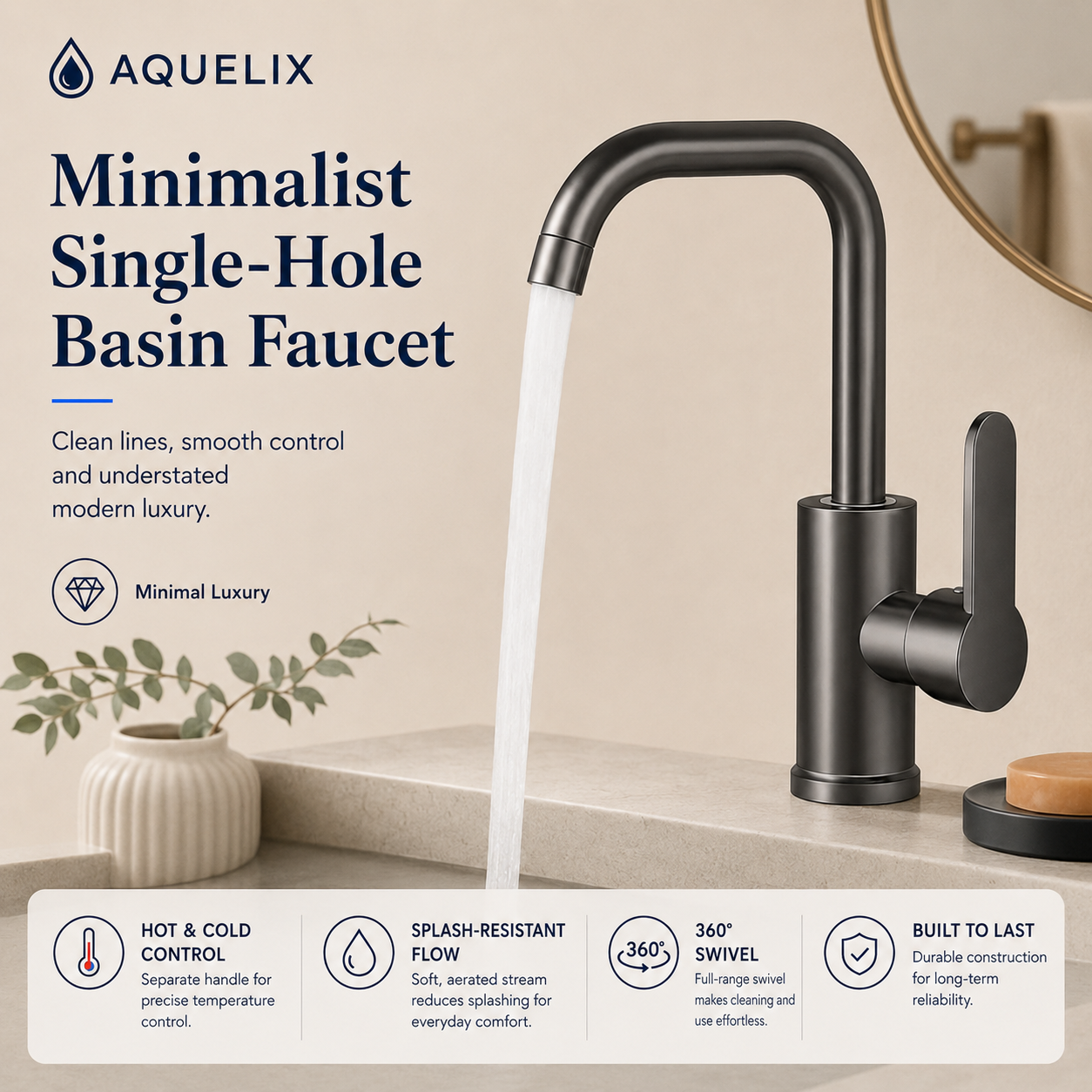 Minimalist Single-Hole Basin Faucet - minimalist single hole basin faucet