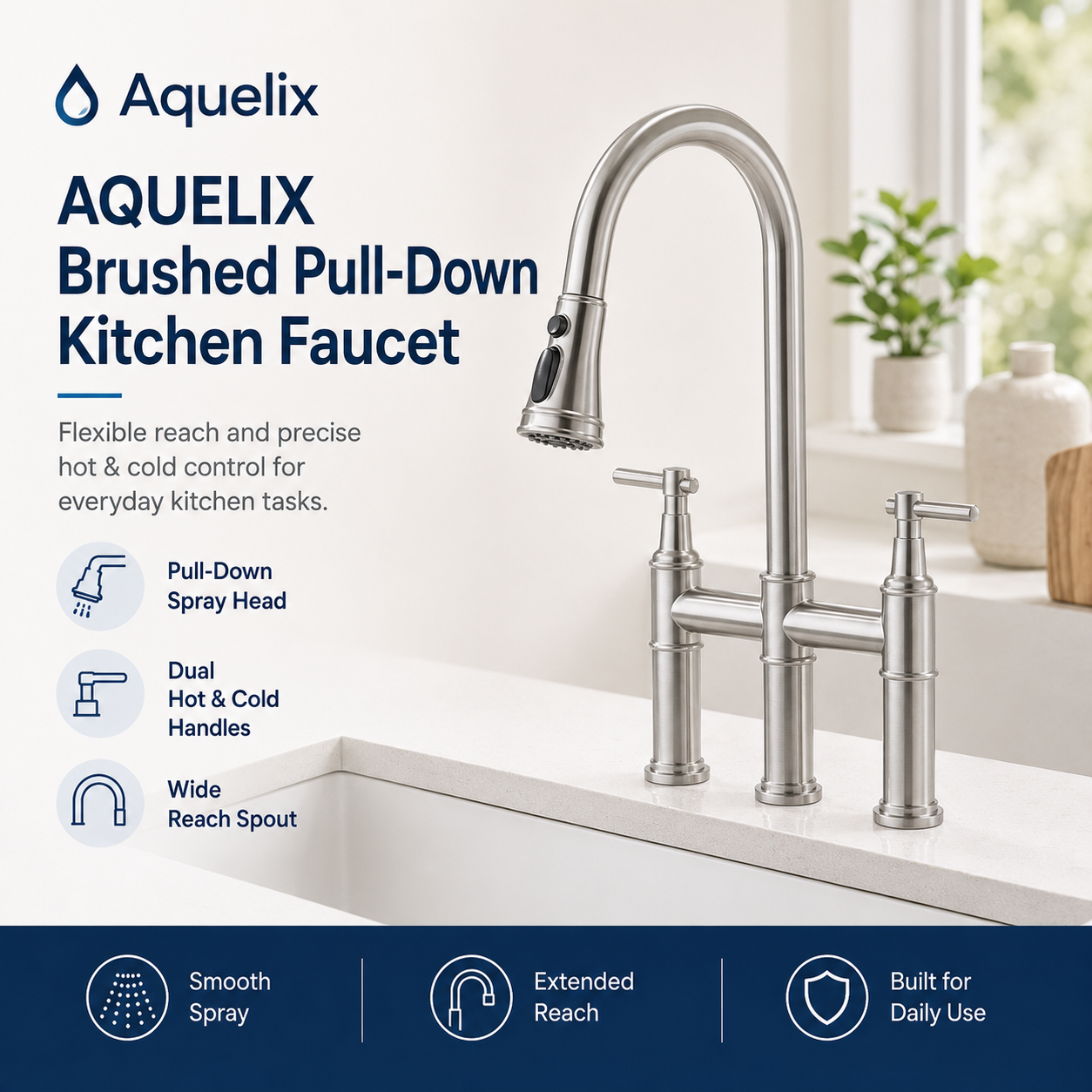 Brushed Pull-Down Kitchen Faucet - brushed pull down kitchen faucet