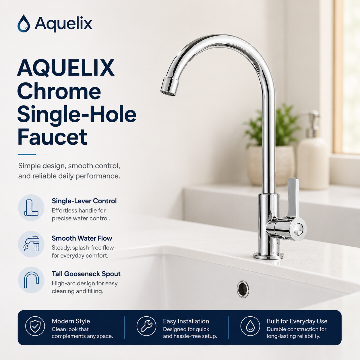 Chrome Single-Hole Faucet - chrome single hole faucet