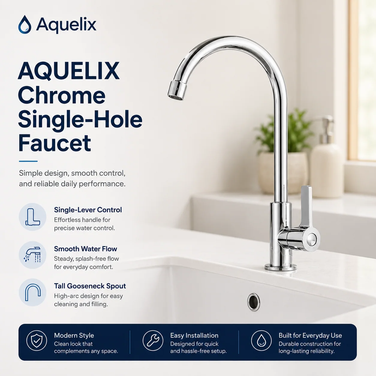 Chrome Single-Hole Faucet - chrome single hole faucet