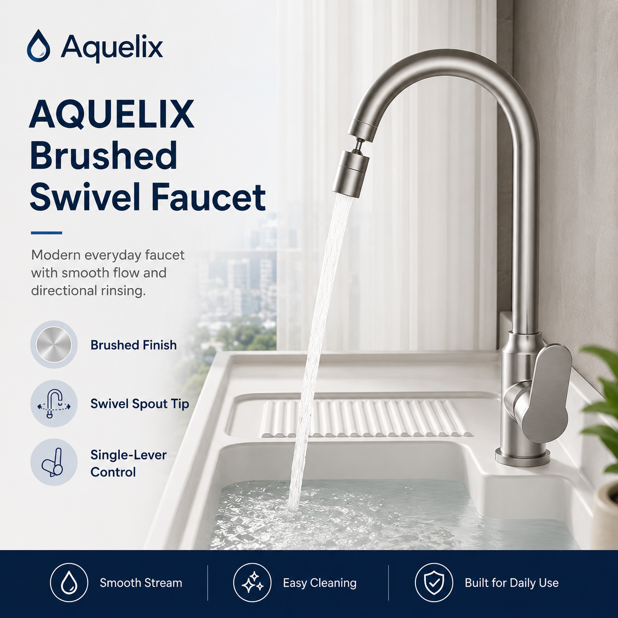 Brushed Swivel Faucet - brushed swivel kitchen faucet