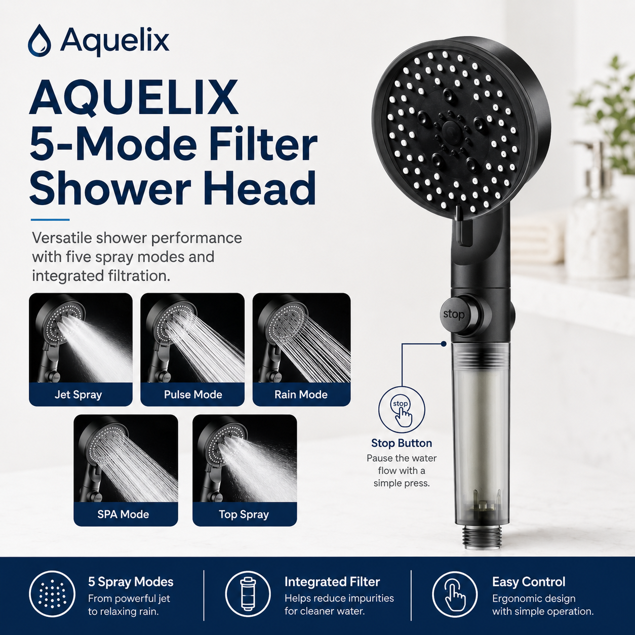 5-Mode Filter Shower Head - 5 mode filter shower head