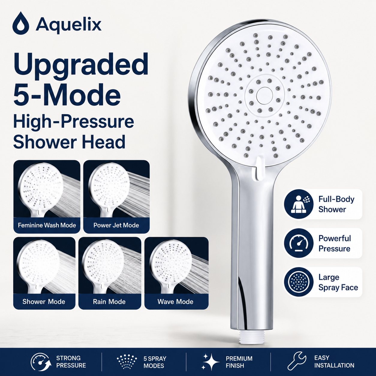 Upgraded 5-Mode High-Pressure Shower Head - upgraded 5 mode high pressure shower head