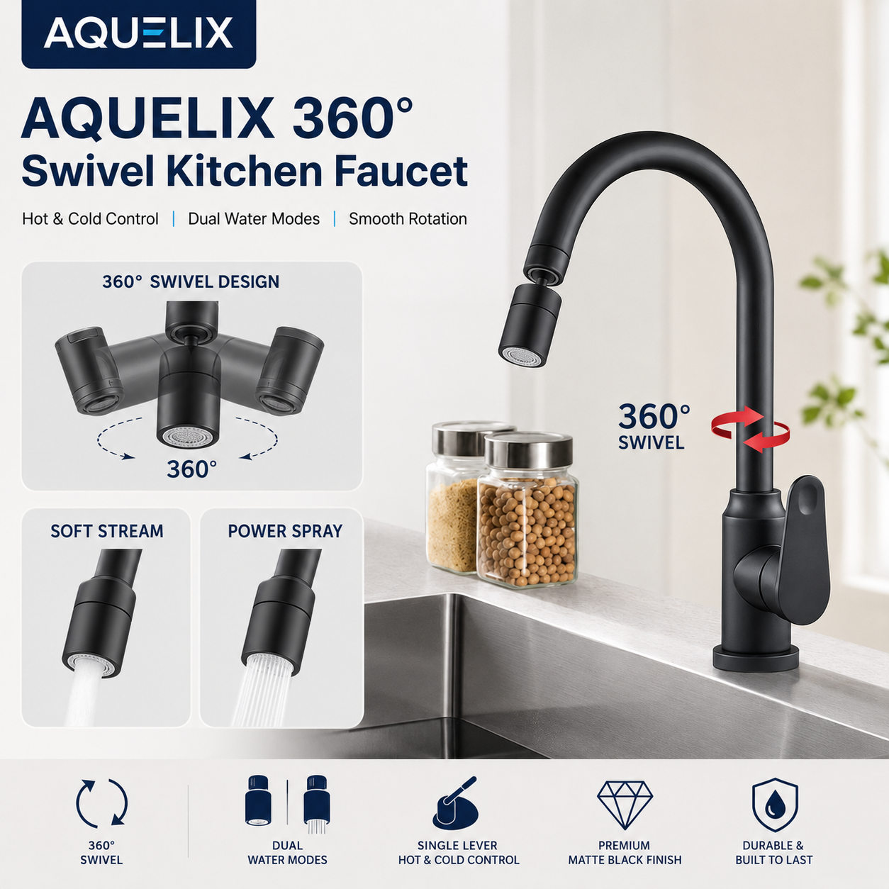 360 Degree Swivel Kitchen Faucet - 360 swivel kitchen faucet
