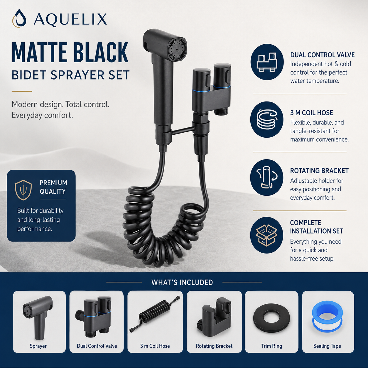 Matte Black Bidet Sprayer Kit - matte black bidet sprayer kit