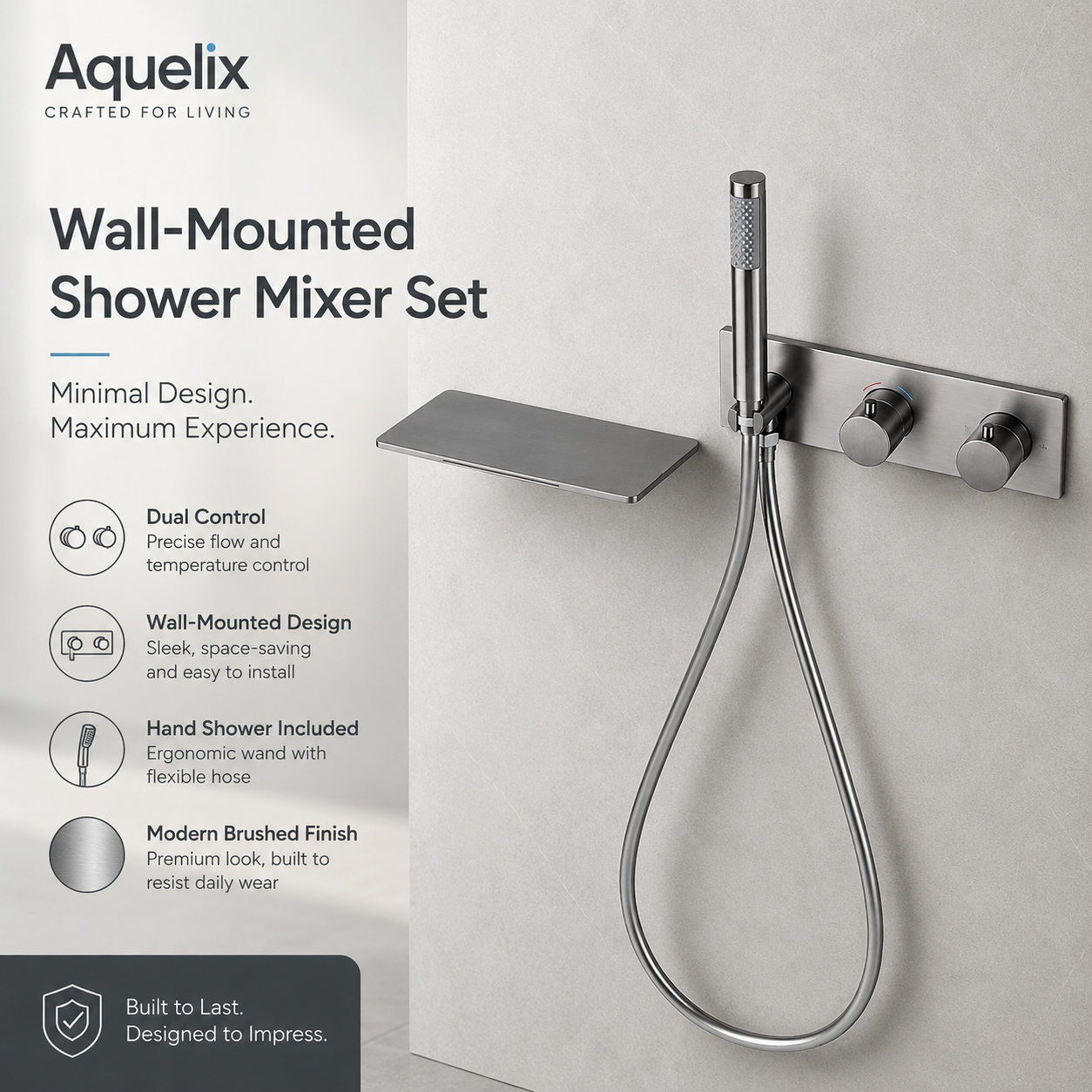 Wall-Mounted Shower Mixer Set - Aquelix Shower Systems