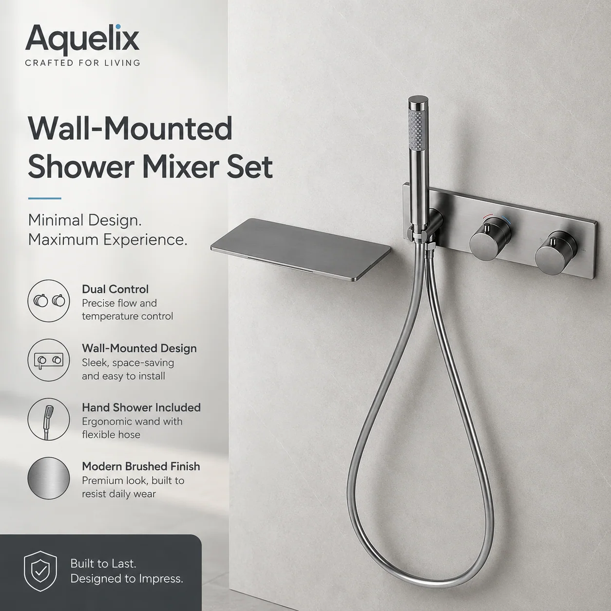 Wall-Mounted Shower Mixer Set - wall mounted shower mixer set