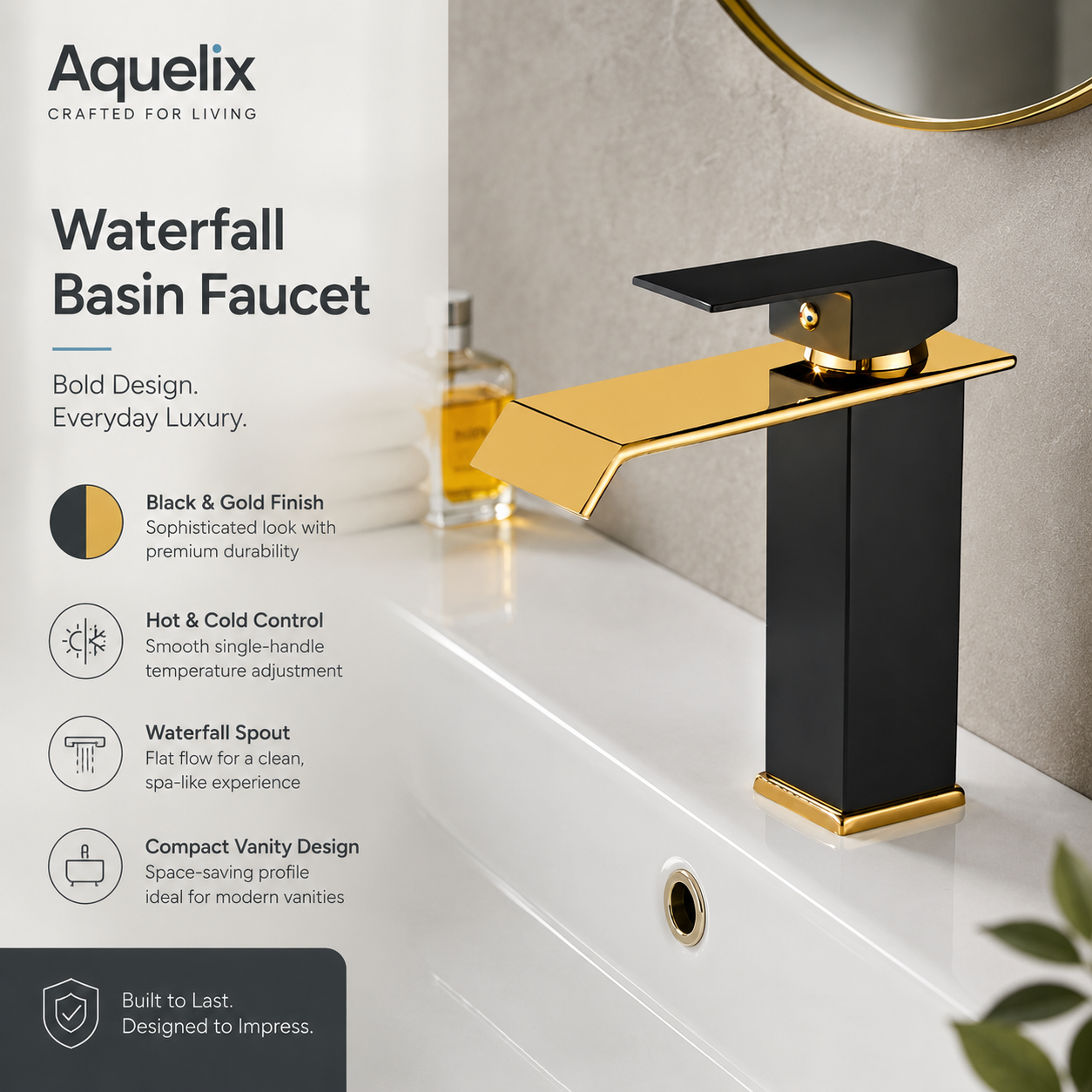 Waterfall Basin Faucet - waterfall basin faucet black gold