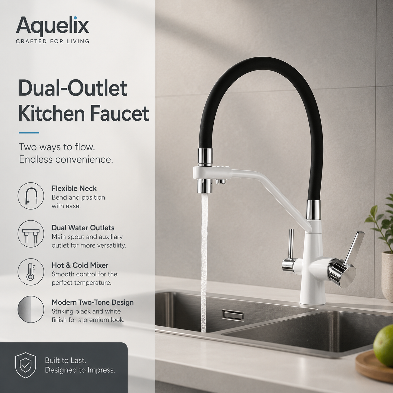 Dual-Outlet Kitchen Faucet - dual outlet kitchen faucet