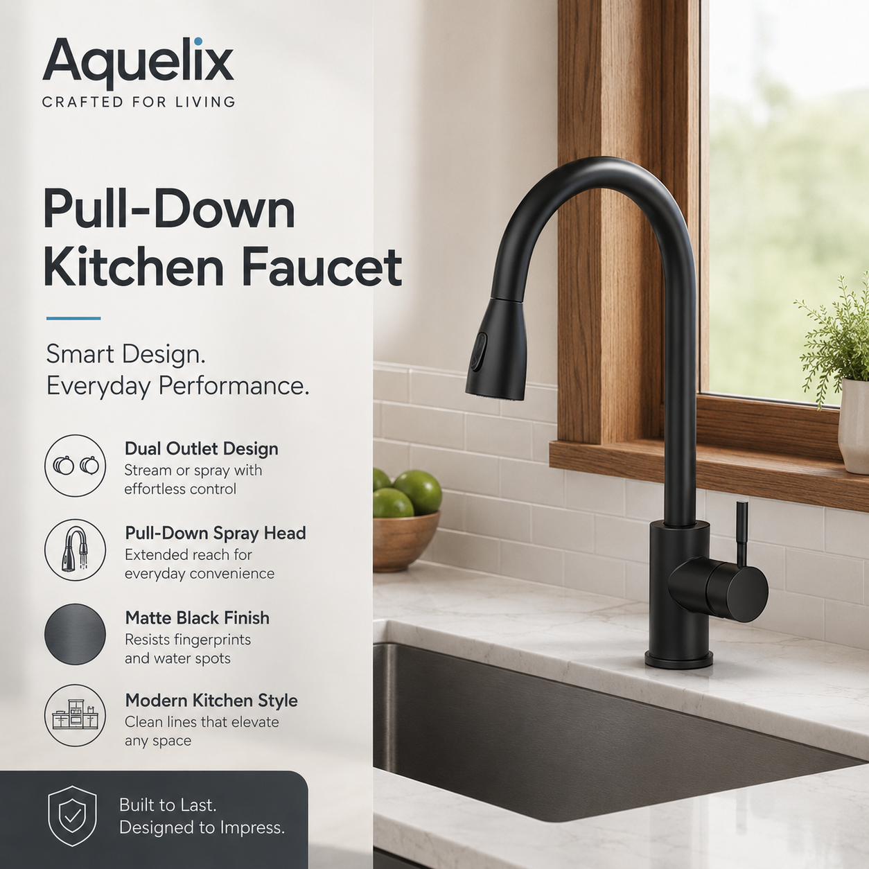 Pull-Down Kitchen Faucet - pull down kitchen faucet matte black