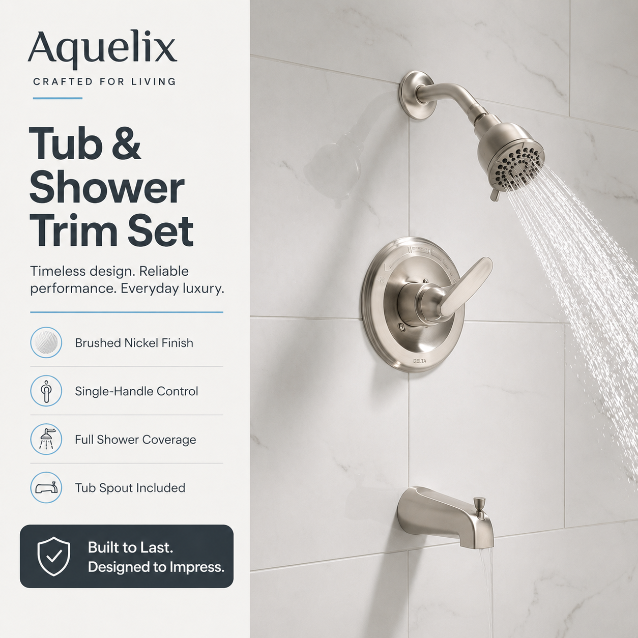 Tub and Shower Trim Set - Aquelix Shower Systems