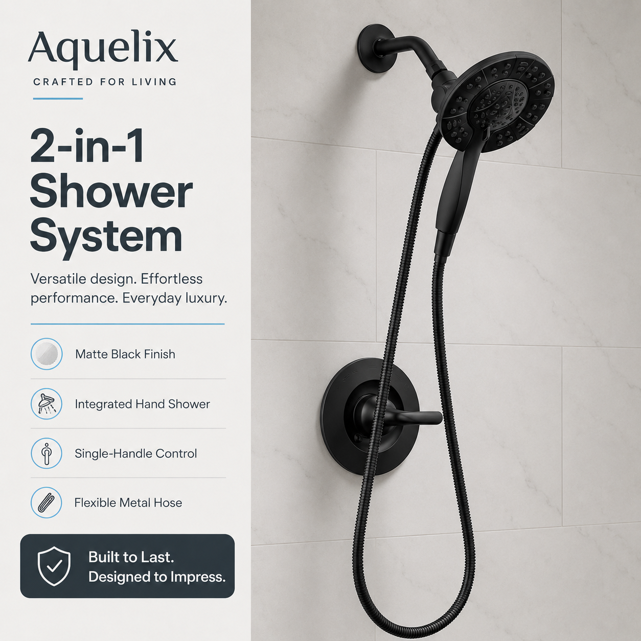 2-in-1 Shower System - Aquelix Shower Systems