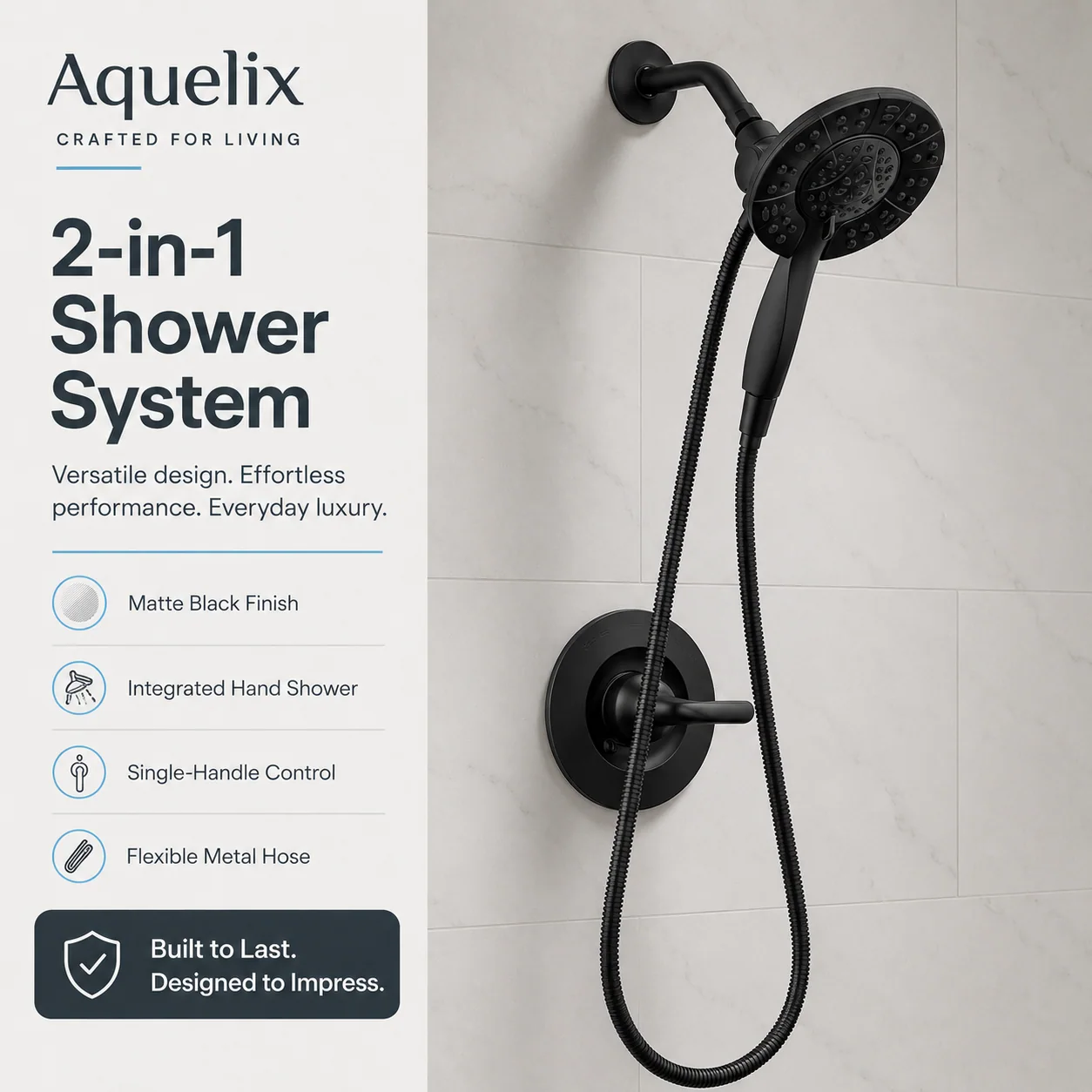 2-in-1 Shower System - 2 in 1 shower system black
