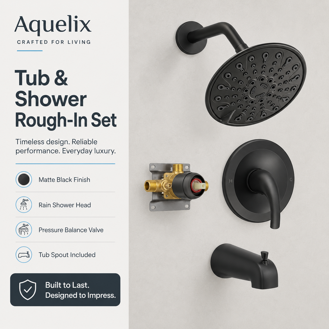 Tub and Shower Rough-In Set - Aquelix Shower Systems